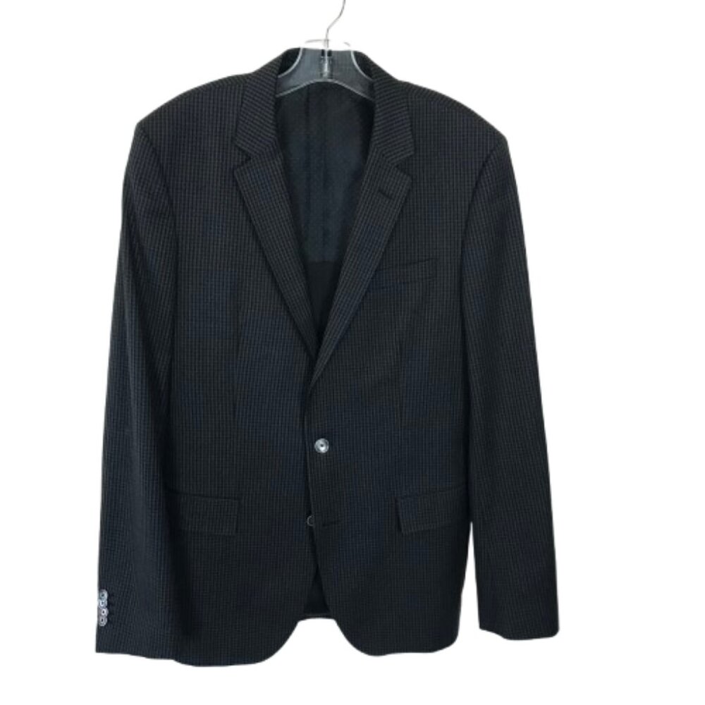 BOSS Hugo Boss Men Size 40 LONG 40L Hutsons Trim Fit Check Pattern Blazer Jacket